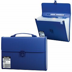 Папка-портфель пластиковая BRAUBERG А4 (332х245х35 мм), 13 отделений, синяя, 221379 фото