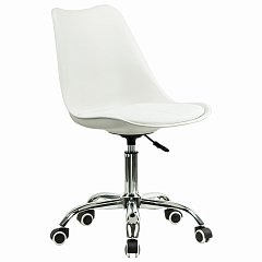 Кресло стул BRABIX "Eames MG-310 CH", хром, пластик белый, экокожа белая, 532923 фото