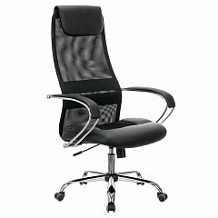 Кресло офисное BRABIX PREMIUM "Stalker EX-608 CH", хром, ткань-сетка/кожзам, черное, 532091 фото