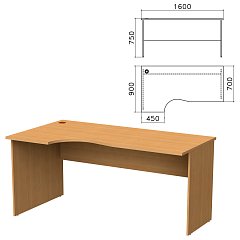 Стол письменный эргономичный "Монолит", 1600х900х750 мм, левый, цвет бук бавария, СМ7.1 фото