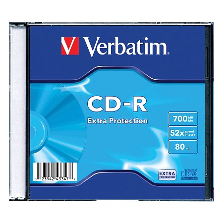 Диск CD-R VERBATIM, 700 Mb, 52х, Slim Case (1 штука) фото