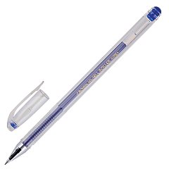 Ручка гелевая CROWN "Hi-Jell", СИНЯЯ, корпус прозрачный, узел 0,5 мм, линия письма 0,35 мм, HJR-500B фото