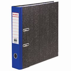 Папка-регистратор BRAUBERG, мраморное покрытие, А4 +, содержание, 70 мм, синий корешок, 221986 фото