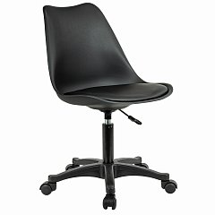 Кресло стул BRABIX "Eames MG-310 PL", пластик черный, экокожа черная, 532927 фото