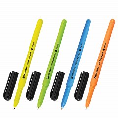 Ручка шариковая масляная BRAUBERG "Fine Neon", СИНЯЯ, корпус ассорти, узел 0,7 мм, линия письма 0,35 мм, 142948 фото