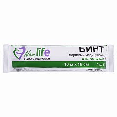 Бинт марлевый стерильный NEW LIFE 10 м х 16 см, плотность 36 (±2) г/м2, индивидуальная упаковка, 147950 фото