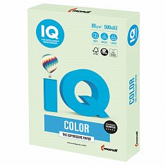 Бумага цветная IQ color БОЛЬШОЙ ФОРМАТ (297х420 мм), А3, 80 г/м2, 500 л., пастель, светло-зеленая, GN27 фото