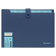 Папка-органайзер на кнопке 12 отделений, BRAUBERG Extra, А4, синяя с голубым, 271933 фото