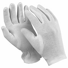 Перчатки хлопчатобумажные MANIPULA "Атом", КОМПЛЕКТ 12 пар, размер 7 (S), белые, ТТ-44 фото