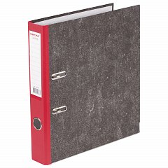 Папка-регистратор ОФИСМАГ, фактура стандарт, с мраморным покрытием, 50 мм, красный корешок, 225587 фото