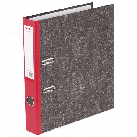 Папка-регистратор ОФИСМАГ, фактура стандарт, с мраморным покрытием, 50 мм, красный корешок, 225587 фото