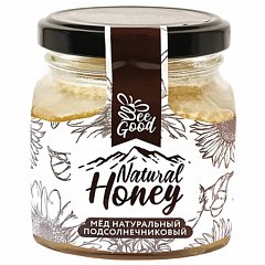 Мёд NATURAL HONEY натуральный подсолнечниковый, 330 г, стеклянная банка, ш/к 11654, ОМН004 фото