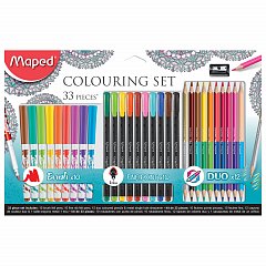 Набор для творчества MAPED "Colouring Set", 10 фломастеров, 10 капиллярных ручек, 12 двусторонних цветных карандашей, точилка, 897417 фото