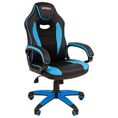 Кресло компьютерное BRABIX "Blaze GM-162", TW/экокожа, черное/голубое, 532578, 7083506 фото