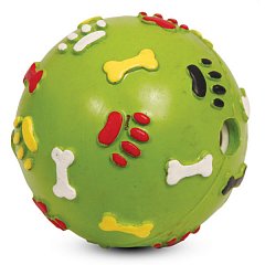 Игрушка для собак из цельнолитой резины "Мяч с лапками и косточками со звуком", d85мм, Triol фото