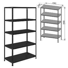 Стеллаж металлический BRABIX "ГРАФИТ MS KD-180/50-5", лофт, 1800х1000х500 мм, 5 полок, 291270, S240BR145593 фото