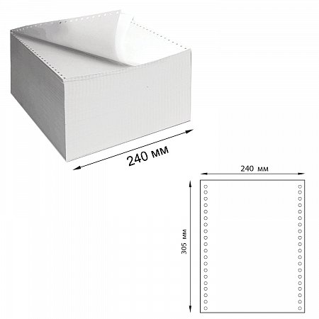 Бумага самокопирующая с перфорацией белая, 240х305 мм (12"), 3-х слойная, 600 комплектов, белизна 90%, DRESCHER, 110757 фото
