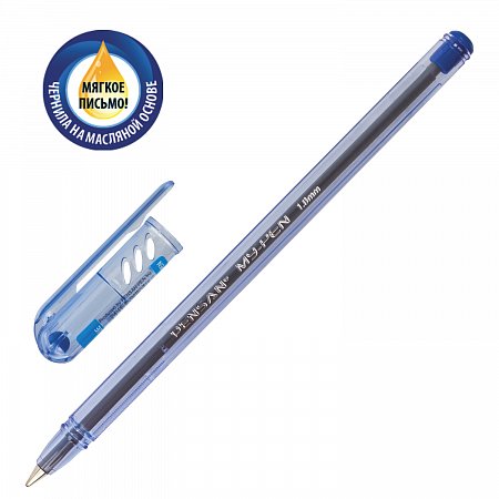 Ручка шариковая масляная PENSAN "My-Pen", СИНЯЯ, корпус тонированный синий, узел 1 мм, линия письма 0,5 мм, 2210 фото