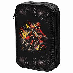 Пенал ЮНЛАНДИЯ, 2 отделения, ламинированный картон, конгрев, 19х11 см, Fire moto, 273496 фото