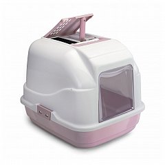 Имак туалет для кошек закрытый EASY CAT, белый/пепельно-розовый, 50х40х40см фото