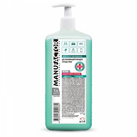 Антисептик-гель для рук спиртосодержащий (70%) с дозатором 1 л MANUFACTOR, дезинфицирующий, N30860 фото