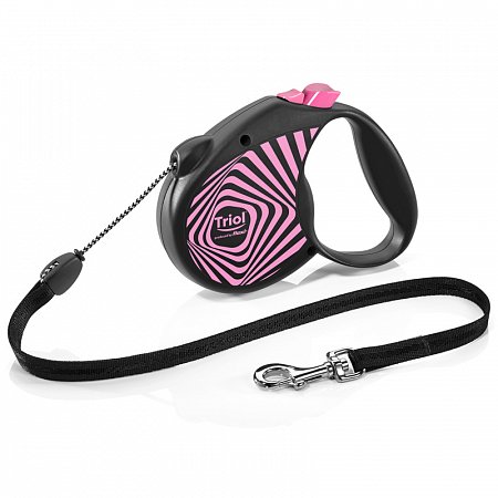 Поводок-рулетка для собак Flexi Life Geometry Pink M 5м до 20кг, трос фото