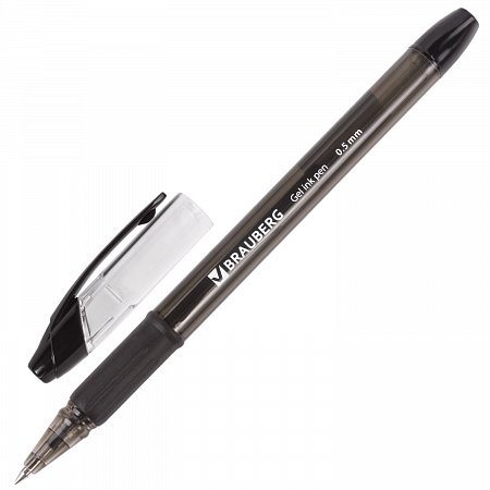 Ручка гелевая с грипом BRAUBERG "Samurai", ЧЕРНАЯ, корпус тонированный, узел 0,5 мм, линия письма 0,35 мм, 141178 фото