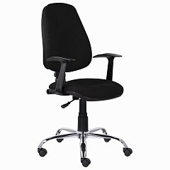 Кресло BRABIX "Comfort MG-322", хром, регулируемая эргономичная спинка, ткань, черное, 532558 фото