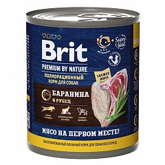 Brit Premium By Nature консервы с бараниной с рубцом для взрослых собак всех пород, 850 гр фото