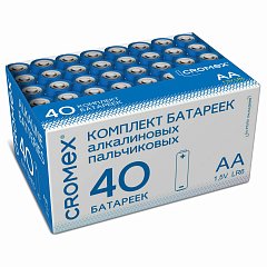 Батарейки алкалиновые "пальчиковые" КОМПЛЕКТ 40 шт., CROMEX Alkaline, АА (LR6,15А), в коробке, 455594 фото