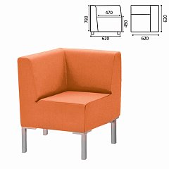Кресло мягкое угловое "Хост" М-43, 620х620х780 мм, без подлокотников, экокожа, оранжевое фото