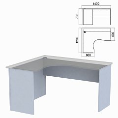 Стол компактный ЧАСТЬ 2 "Арго", 1400х1200х760 мм, левый, серый фото