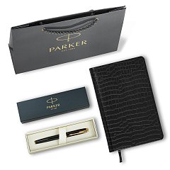 Ручка перьевая PARKER "IM Core Black Lacquer GT", ежедневник А5 черный, пакет, 880900 фото