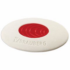 Ластик BRAUBERG "Oval PRO", 40х26х8 мм, овальный, красный пластиковый держатель, 229560 фото