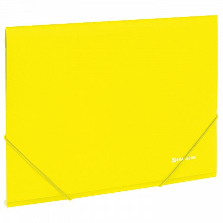 Папка на резинках BRAUBERG "Neon", неоновая, желтая, до 300 листов, 0,5 мм, 227461 фото