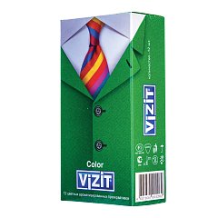 Презервативы латексные VIZIT Color, комплект 12 шт., цветные ароматизированные, 101010331 фото