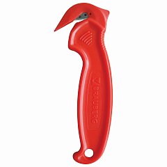 Нож складской безопасный BRAUBERG "Logistic", для вскрытия упаковочных материалов, красный, блистер, 236969 фото