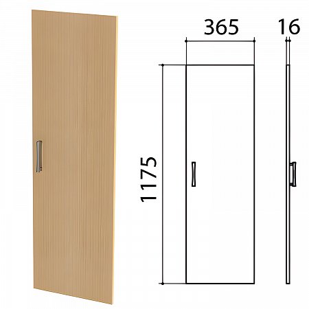 Дверь ЛДСП средняя "Монолит", 365х16х1175 мм, цвет бук бавария, ДМ42.1 фото