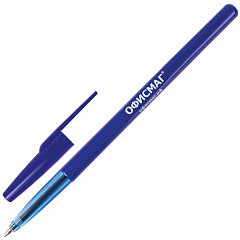 Ручка шариковая ОФИСМАГ "Офисная", СИНЯЯ, корпус синий, узел 1 мм, линия письма 0,5 мм, 141117 фото