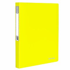 Папка на 2 кольцах BRAUBERG "Neon", 25 мм, внутренний карман, неоновая, желтая, до 170 листов, 0,7 мм, 227457 фото