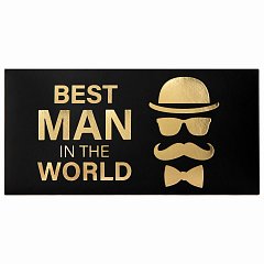 Конверт для денег "BEST MAN IN THE WORLD", Мужской стиль, 166х82 мм, фольга, ЗОЛОТАЯ СКАЗКА, 113759 фото