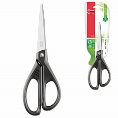 Ножницы MAPED (Франция) "Essentials Green", 210 мм, черные, эргономичные ручки, картонная упаковка с европодвесом, 468110 фото