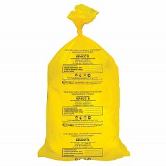Мешки для мусора медицинские КОМПЛЕКТ 50 шт., класс Б (желтые), 80 л, 70х80 см, 14 мкм, АКВИКОМП фото