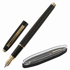 Ручка подарочная перьевая BRAUBERG "Brioso", СИНЯЯ, корпус черный с золотистыми деталями, 143467 фото