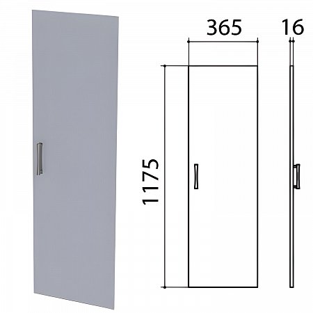 Дверь ЛДСП средняя "Монолит", 365х16х1175 мм, цвет серый, ДМ42.11 фото