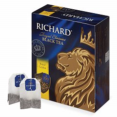 Чай RICHARD (Ричард) "Royal Ceylon" ("Роял Цейлон"), черный, 100 пакетиков по 2 г, 610601, 610606 фото