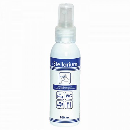 Антисептик для рук и поверхностей спиртосодержащий (75%) с распылителем 100мл STELLARIUM (Стеллариум), дезинфицирующий, жидкость, 100-СТ фото