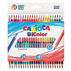 Карандаши двусторонние CARIOCA "Bi-color", 24 штуки, 48 цветов, трехранные, заточенные, 43031 фото