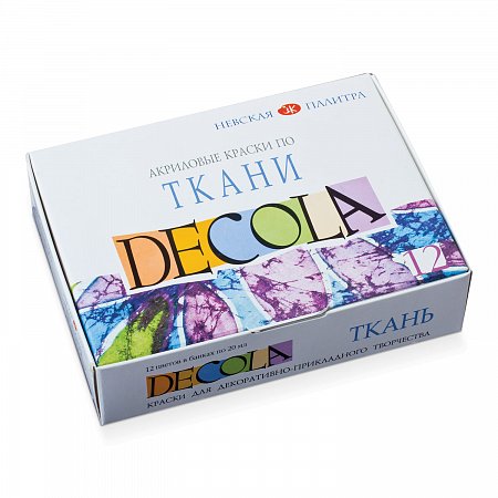 Краски по ткани акриловые "Декола", 12 цветов по 20 мл, в баночках, 4141216 фото
