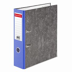 Папка-регистратор BRAUBERG, фактура стандарт, с мраморным покрытием, 75 мм, синий корешок, 220989 фото